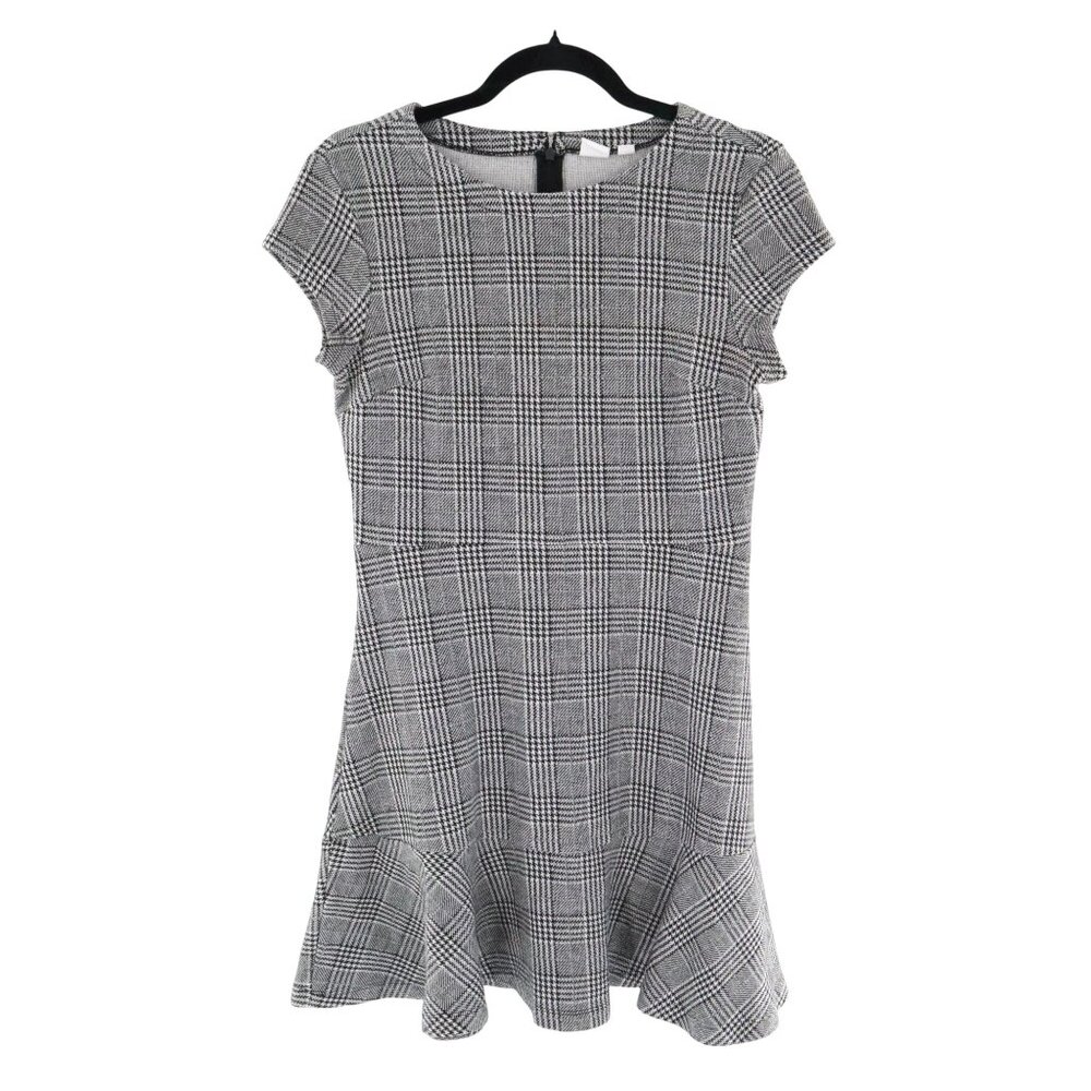 Gap Peplum Plaid‎ Dress Womens 6 Gray Academia School Girl Retro Classic Preppy